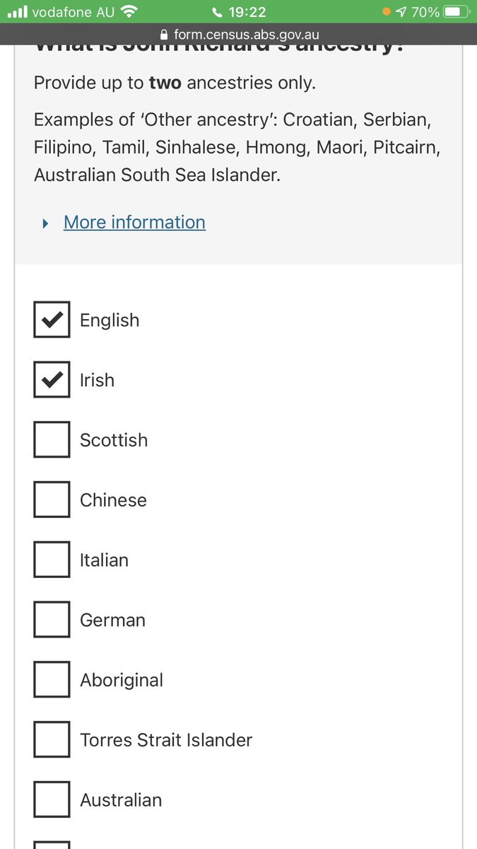 JohnOSullivan36's tweet image. Really @ABSStats you should give people multiple options.. I have English, Irish, Scottish, Welsh, Australian, Portuguese ancestry why limit it to 2 #Census2021au #CensusFail