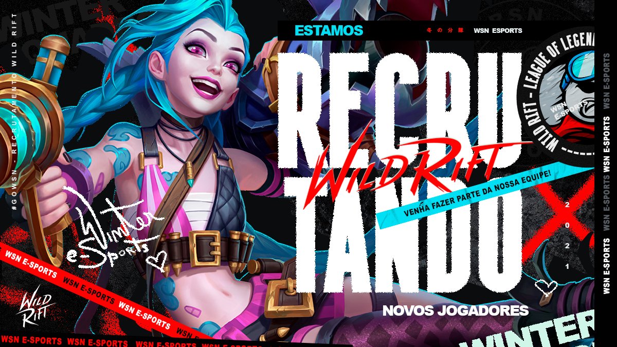 wsnesports's tweet photo. Estamos estruturando equipe 🇧🇷 de @WildRiftBR!

PROCURA-SE JOGADORES &amp; STAFF (renumerado).

📝: https://t.co/SONahTDT8l
em caso de times completos envie DM 😏

#goWSN☃️ #WinterSquadron☃️ https://t.co/wmYGS4AUoi