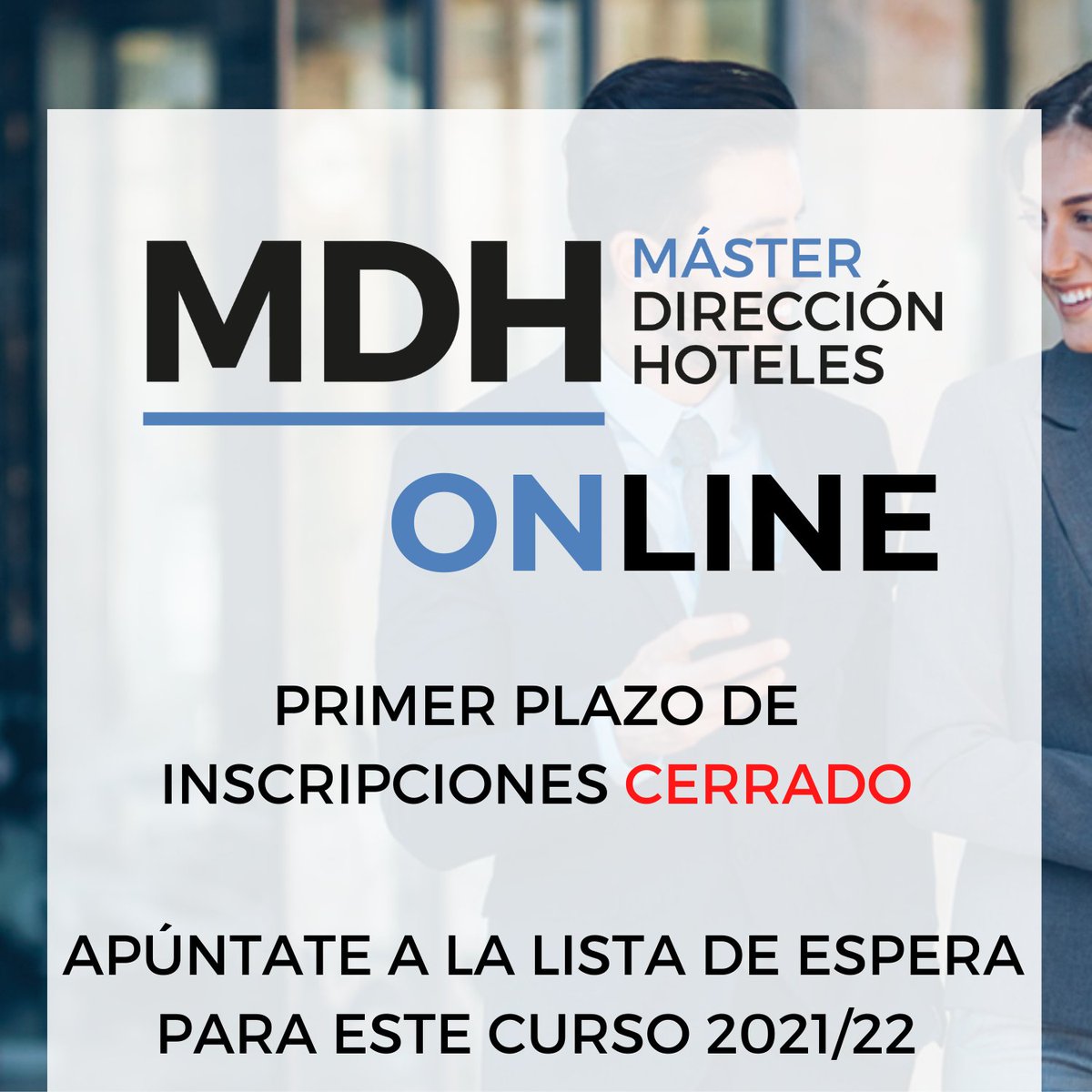 ✅¡Finalizado el 𝗽𝗿𝗶𝗺𝗲𝗿 𝗽𝗹𝗮𝘇𝗼 de inscripciones para el Curso 2021/22 del 𝗠𝗮́𝘀𝘁𝗲𝗿 𝗲𝗻 𝗗𝗶𝗿𝗲𝗰𝗰𝗶𝗼́𝗻 𝗗𝗲 𝗛𝗼𝘁𝗲𝗹𝗲𝘀! Apúntate en lista de espera para no perderte la apertura del siguiente plazo de inscripción. 
👇👇👇
masterdireccionhoteles.com