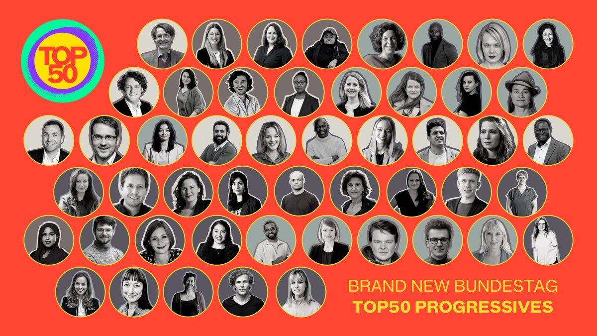 Out now! 🚀🔥
Das sind die #Top50Progressives für die Bundestagswahl #btw21 
Sie stehen für frischen Wind im Parlament &amp; vor allem für die Lösungen, die wir brauchen, um die großen Herausforderungen anzugehen, die vor uns stehen 💪🏼💪🏼

➡️brandnewbundestag.de/top-50/
