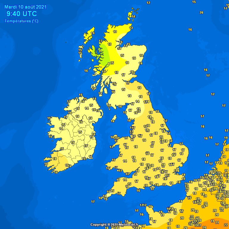 UKWX_'s tweet photo. Should be approaching 20°C fairly widely this afternoon, will feel very pleasant in any longer spells of sunshine ☀️ https://t.co/fj0CIrn9xV