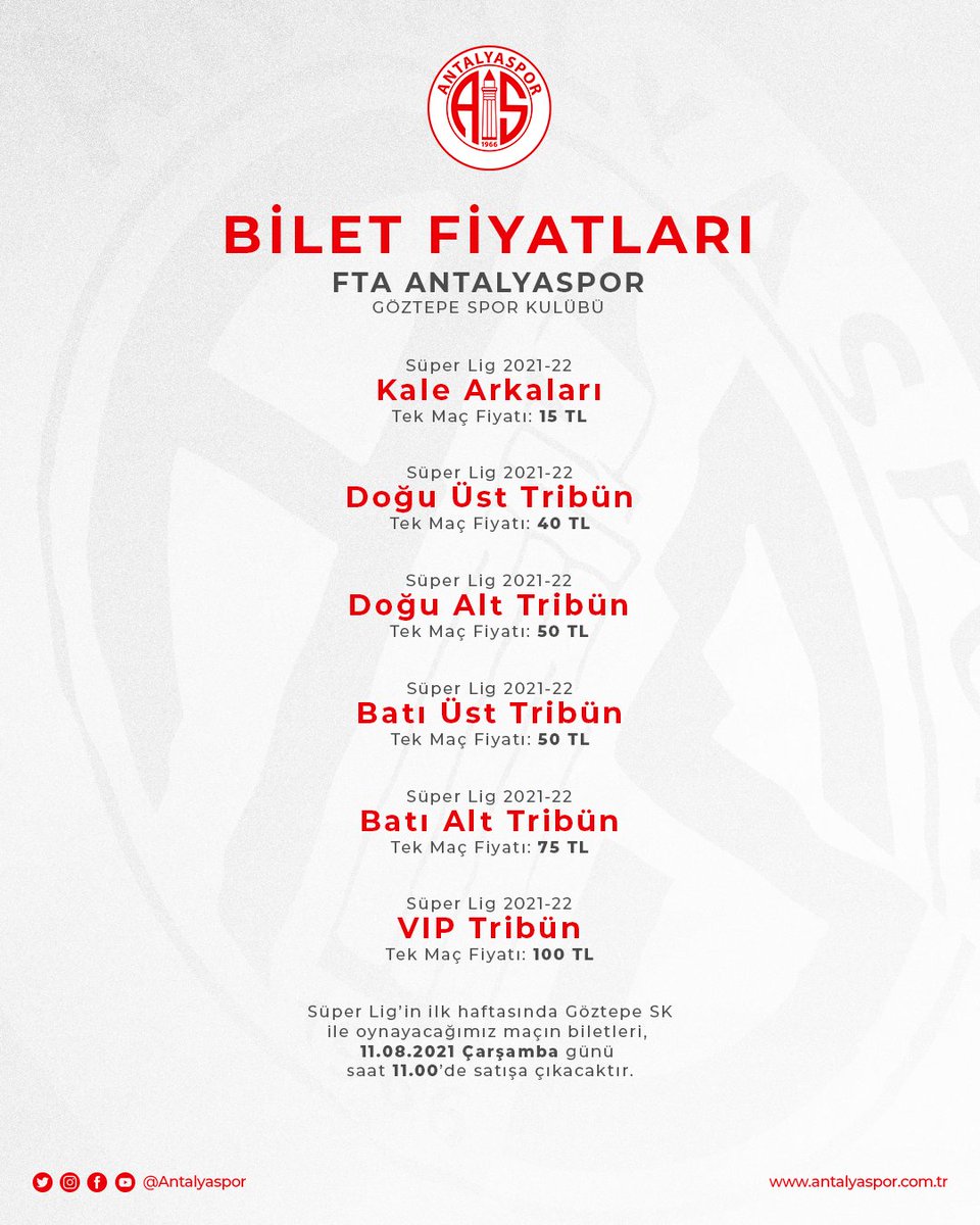 🙌 H A S R E T  B İ T İ Y O R !

♥ Biliyoruz özlediniz. Biz sizi daha çok özledik. İlk maçımızda taraftarımızla kucaklaşmak için açılışa özel tek maçlık bilet fiyatı belirledik. Şimdi kavuşma vakti!

👊 En büyük Antalyaspor!

#FraportTAVAntalyaspor
