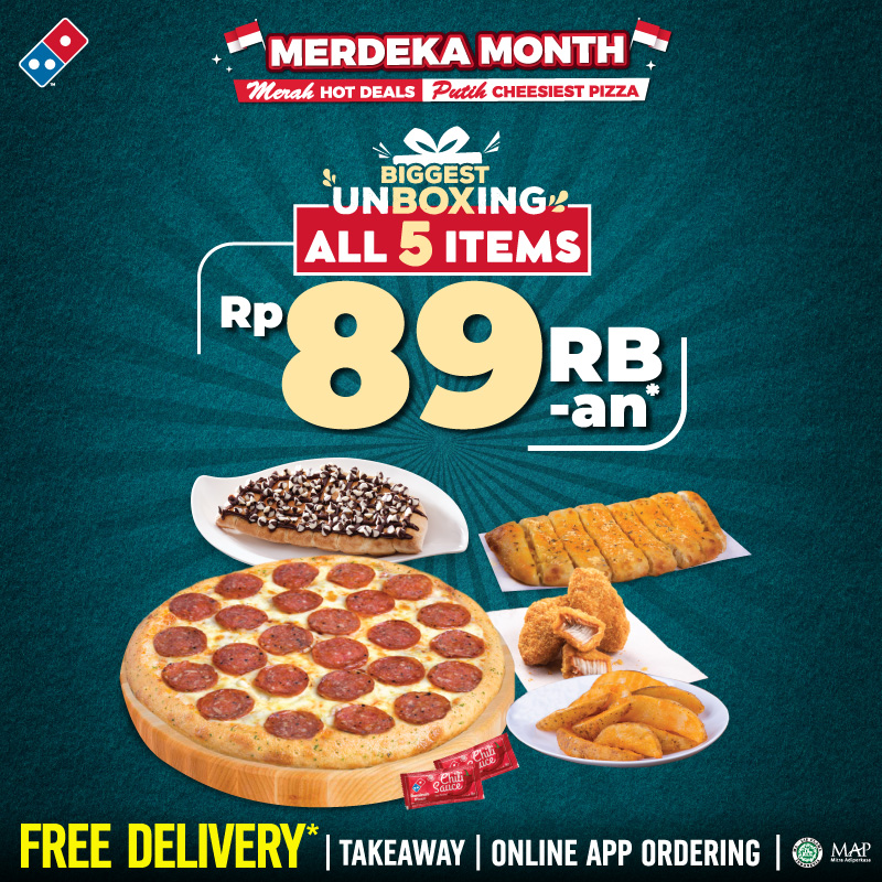 dominos_id's tweet photo. Praktis Lengkap!! Unboxing 89rb untuk 5 menu komplit mulai dari Pizza sampai dessert so buruan order sekarang 😁
⠀⠀
#orderonline https://t.co/Oy9vosyy8Y #call 1500366 #zerocontactdelivery #zerocontacttakeaway https://t.co/akKenceUhR