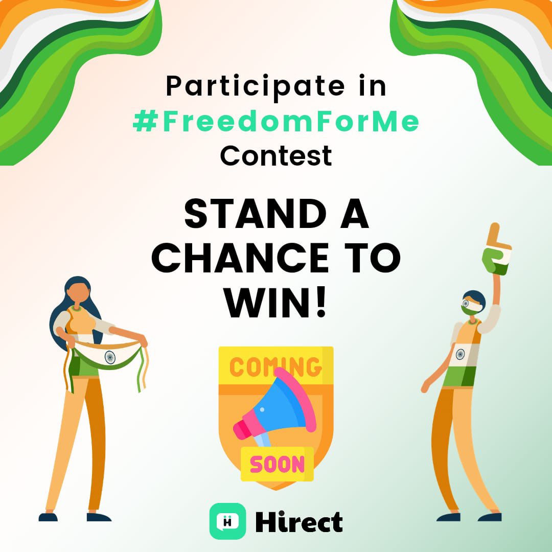 HirectApp's tweet photo. || 𝗜𝗻𝗱𝗲𝗽𝗲𝗻𝗱𝗲𝗻𝗰𝗲 𝗗𝗮𝘆 𝗖𝗼𝗻𝘁𝗲𝘀𝘁 𝗔𝗹𝗲𝗿𝘁 ||
Participate in the #FreedomForMe Contest and get ready to win amazing #gift vouchers.
Stay Tuned!
#NFTGiveaway #Contest #hr #ContestIndia #ContestAlertIndia #ParticipateNow #IndependenceDayContest #ContestAlert https://t.co/uixyCmdCQ7