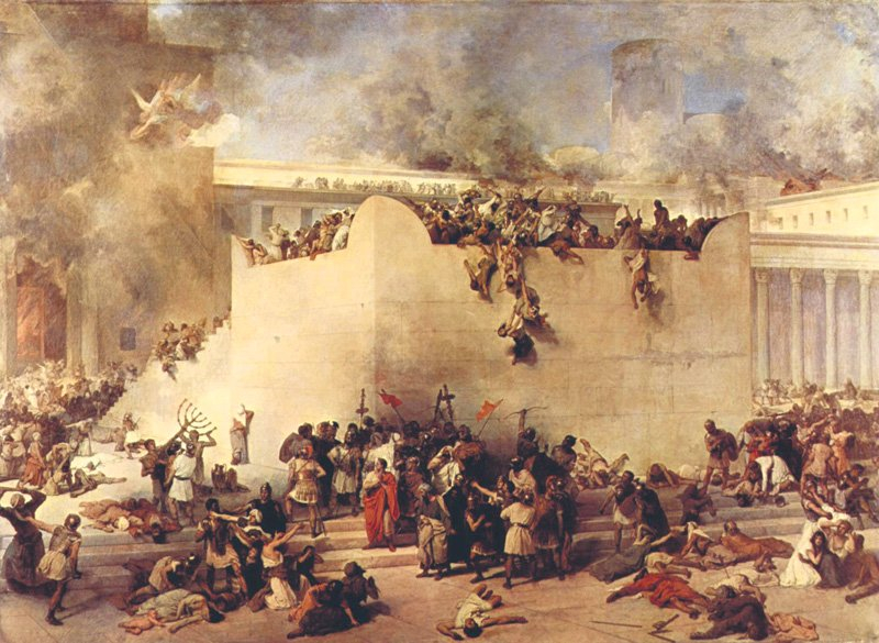 #Hoy en el año 70 el general Tito y su ejército destruyeron el Templo de Jerusalén, saqueando sus tesoros y llevándolos a Roma.