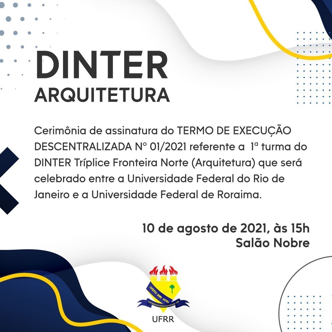 UFRROficial's tweet photo. Amanhã (11) tem mais notícia boa! Será assinado o Termo de Execução Descentralizada entre a UFRJ e a UFRR, o que permitirá que o Doutorado Interinstitucional em Arquitetura seja criado na UFRR. Top, né?
#souufrr #ufrr #dinter https://t.co/omGoDQSuD6