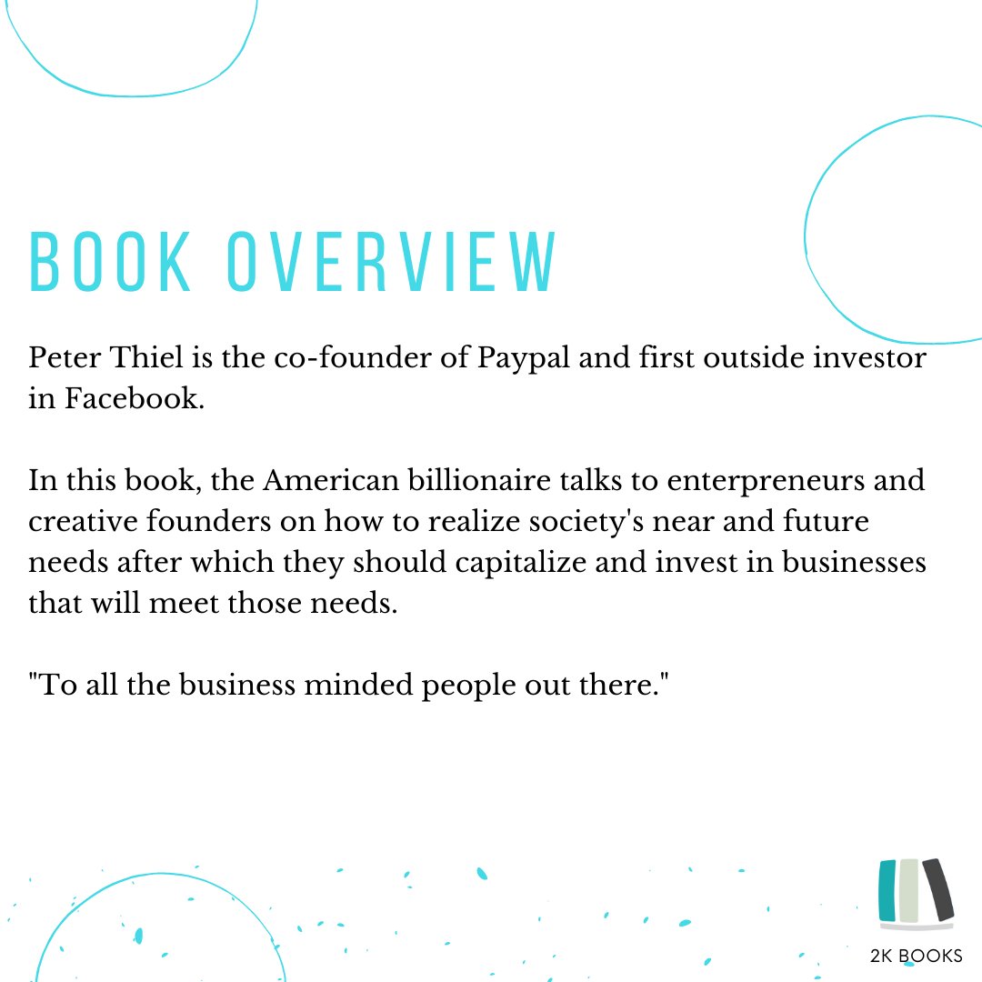 2kbookcentre's tweet photo. 2k Genre: Business
Tag that entrepreneur friend who needs this book on business & future start ups by American Billionaire, Peter Thiel.
#2kBooks #ReadingWith2k https://t.co/zvXJP3DSe3