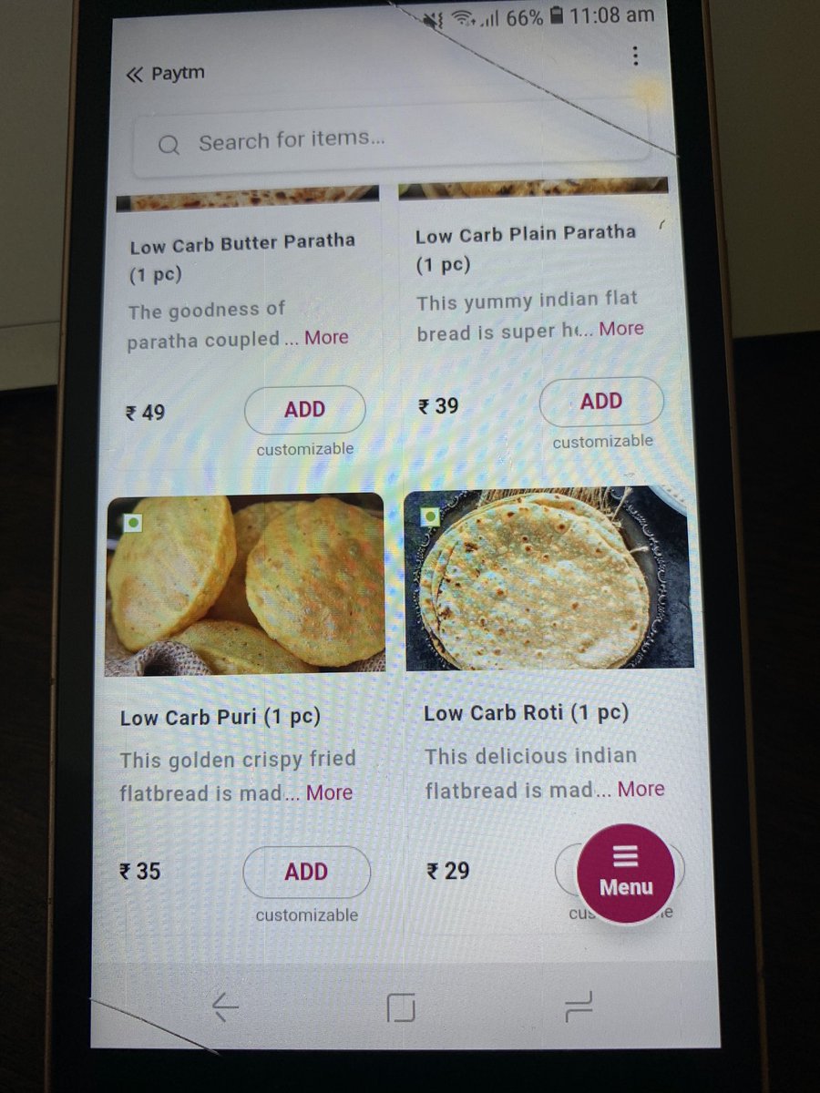salonimalhotra's tweet photo. When the growth manager for a low carb diet food brand is under stress … s/he adds low carb poori to the catalogue! 🤣 #order #breakfast #miniapp on @Paytm https://t.co/p79pbn283o