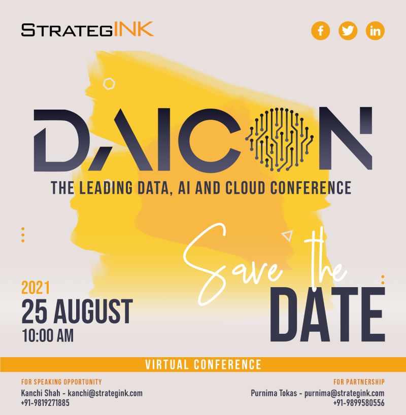 StrategINK's tweet photo. #SaveTheDate
We are thrilled to announce that the upcoming edition of the DAICON Global Series, DAICON India will be taking place on the 25th of August 2021.
Visit https://t.co/FPzHpcEjCU to find out more.
#StrategINK #DAICON #ai #machinelearning #artificialintelligence #data https://t.co/vi6UTyac51