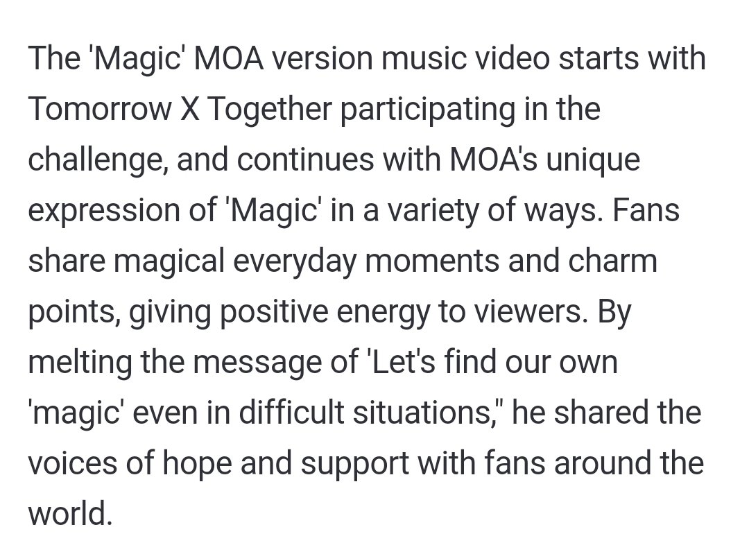txt_book's tweet photo. "The number of participation in the '#Magic_Moves' challenge was 52,374 in total, and the number of views of the hashtag videos reached 57 million".

"TXT shared the voices of hope and support with fans around the world". https://t.co/mGjFakW9D4 https://t.co/grTUYlZGVf