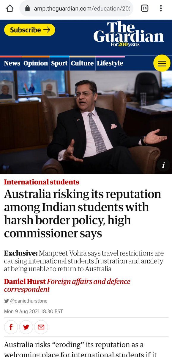Thanks <a href="/MEAIndia/">Randhir Jaiswal</a> <a href="/HCICanberra/">India in Australia</a> for the acknowledgment.
Direly looking forward for decisive solutions for our issue in the upcoming India-Australia diplomatic meetings.
<a href="/PMOIndia/">PMO India</a> <a href="/DrSJaishankar/">Dr. S. Jaishankar</a> <a href="/MOS_MEA/">V. Muraleedharan</a> <a href="/M_Lekhi/">Meenakashi Lekhi</a> 
#LetUsBackToAus #InternationalStudentsAustralia 
#India #Australia