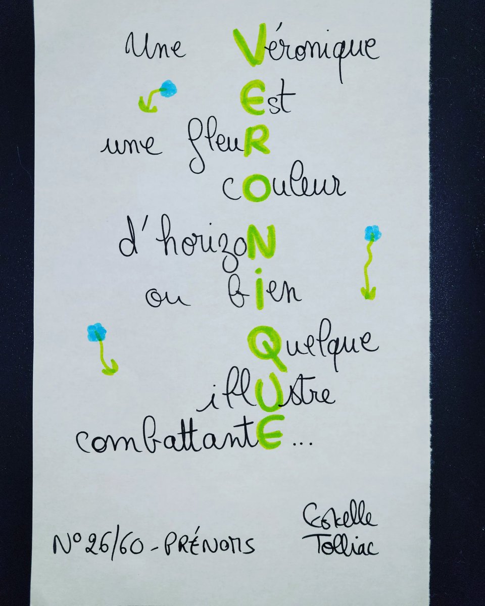 TolliacE's tweet photo. Un prénom à la fois botanique et d' origine grecque, et qui signifie "porteuse de victoire".
Admirez donc la petite fleur bleue comme la femme... et partagez ces quelques mots avec toutes les VÉRONIQUE de votre entourage 🤩😘 !
#poésie #poesiecontemporaine #botanie #prenoms https://t.co/Nq4o6gabqQ