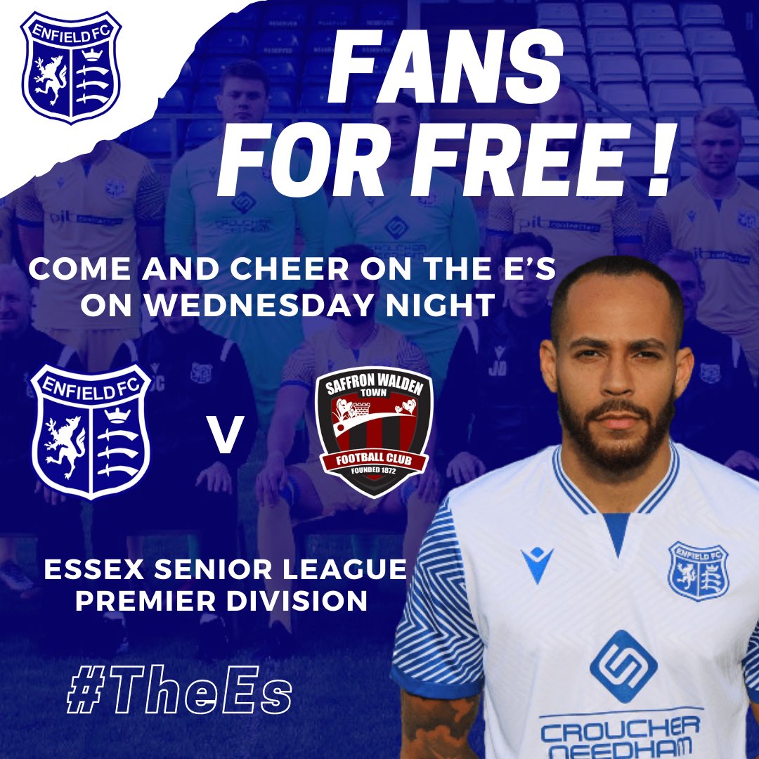 EnfieldFC's tweet photo. Tomorrow night sees us take on @SWTFootballClub at The R&D Advisors Stadium !
We are offering #FansForFree for the game and would love to see as many fans as possible to create a great atmosphere !
#TheEs #EnfieldFC https://t.co/phjFlYhejI