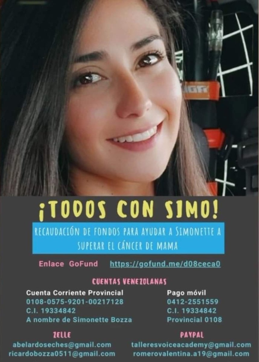 Simonette es mi prima y recientemente le diagnosticaron cáncer de mama...
Está recaudando fondos para cumplir con su tratamiento y salir de este mal momento...

🔽🔽🔽

gofund.me/69ae6c52