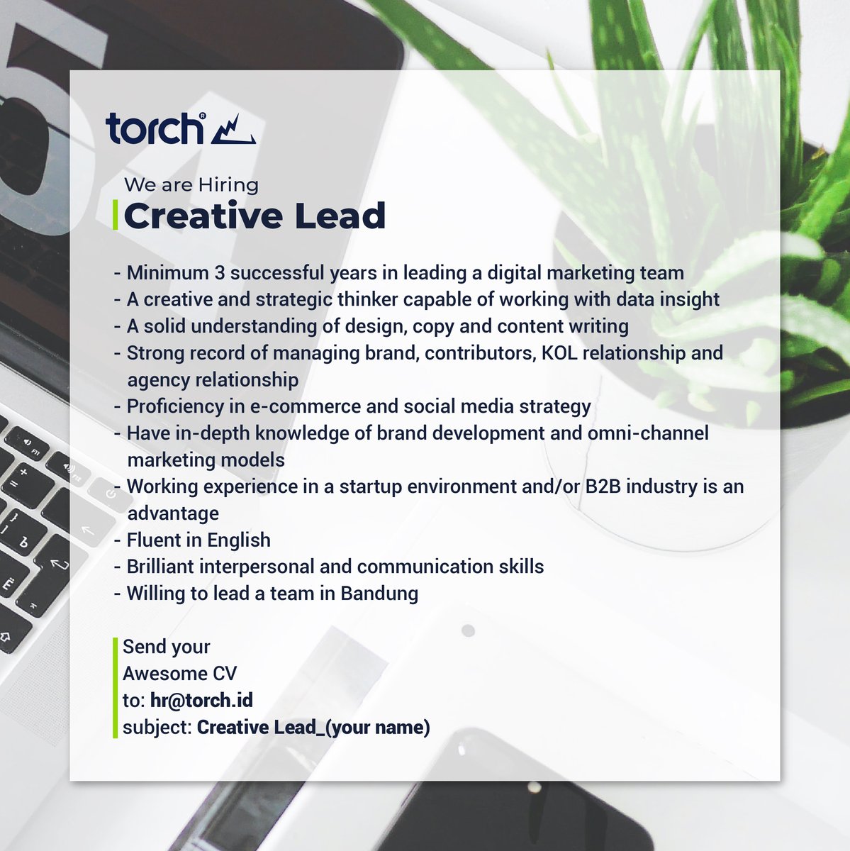 torch_indonesia's tweet photo. We are hiring! #Loker #lokercreative #lokerbdg #lowker #lokerjabodetabek #localpride #selasa #PPKM https://t.co/PofqAdsfye
