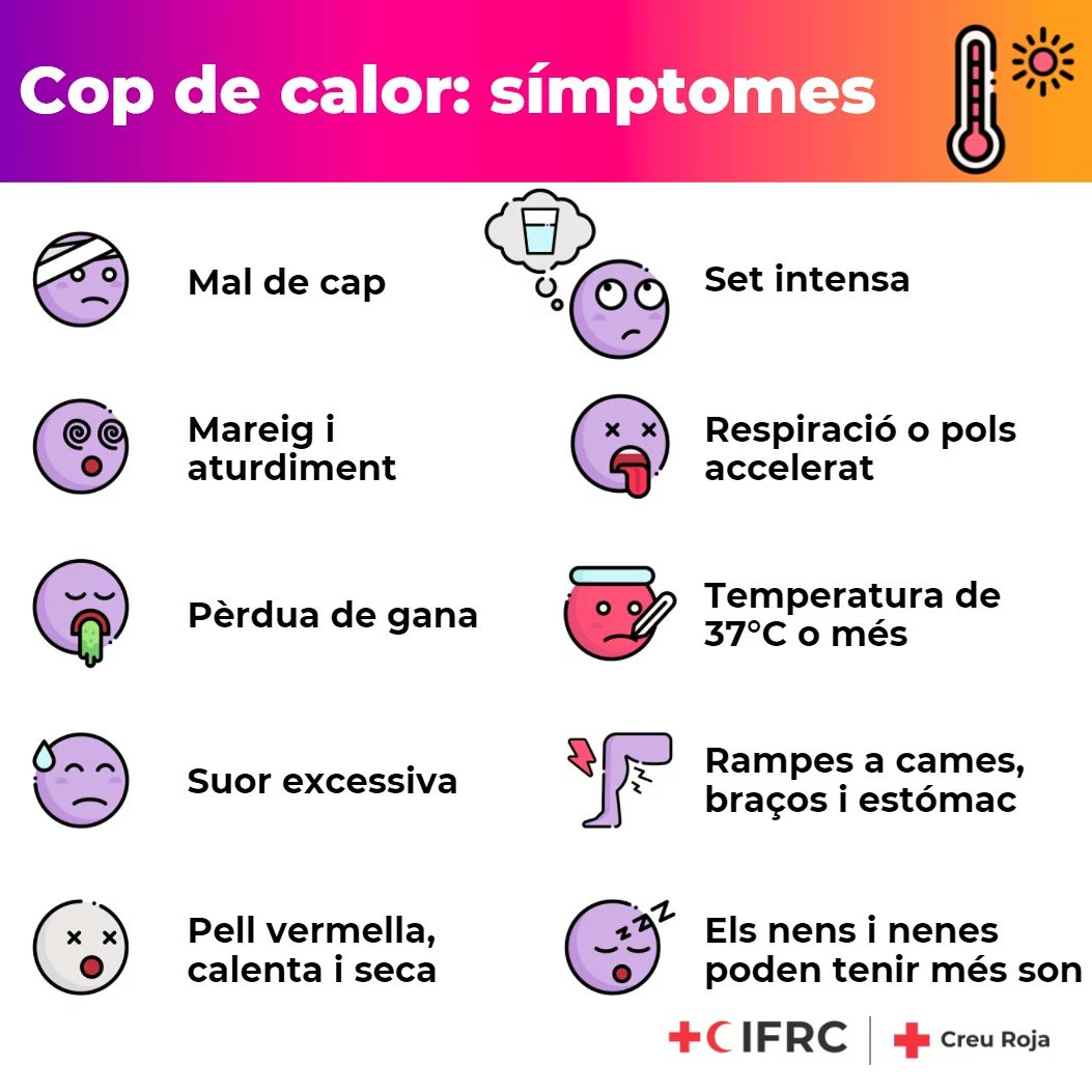 CreuRojaPlaUrge's tweet photo. Davant l'onada de calor prevista per als pròxims dies, us compartim uns consells per prevenir riscos. #24hCreuRoja #JoSócCreuRoja #CreuRojaElPladUrgell #JoSocCreuRojaElPladUrgell #SomCreuRoja #HiSomSempre #AtotArreu #ArreuXtothom #CRPladUrgell https://t.co/XBpb5yfm9S