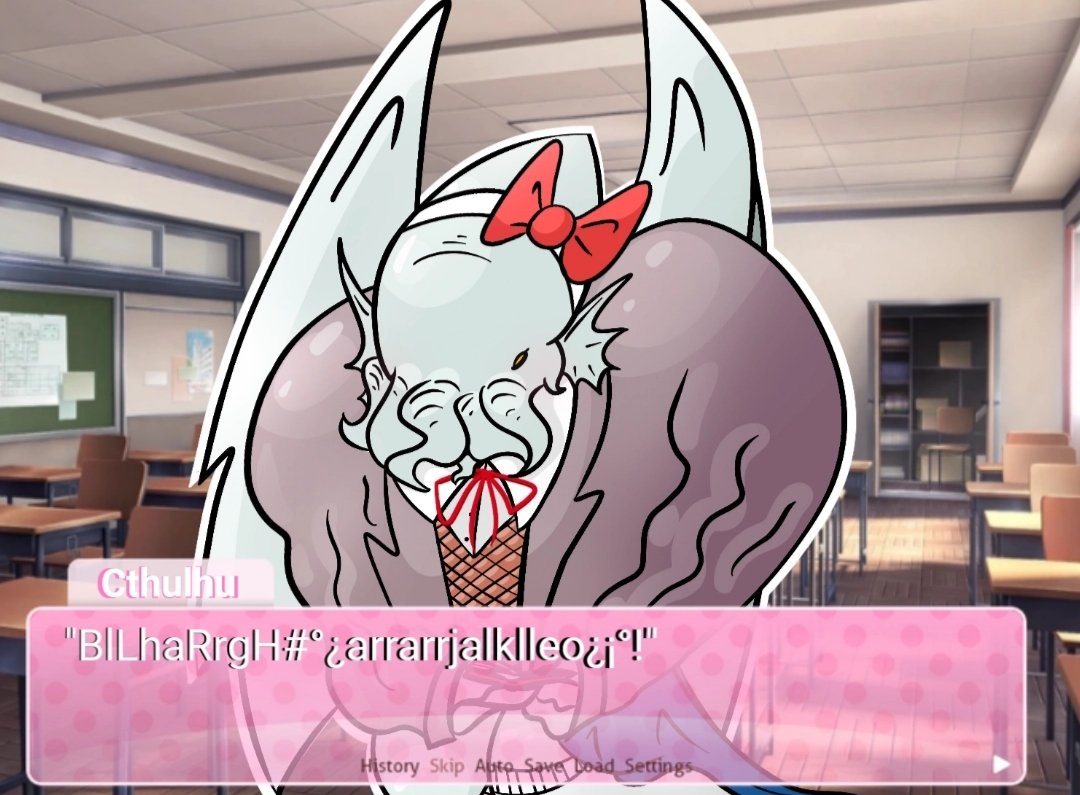 Rigop_Games's tweet photo. Fanart of the @GameGrumps doki doki #Cthulhu bit. Sorry it looks bad :p #ddlc https://t.co/6W5rhUpPAP