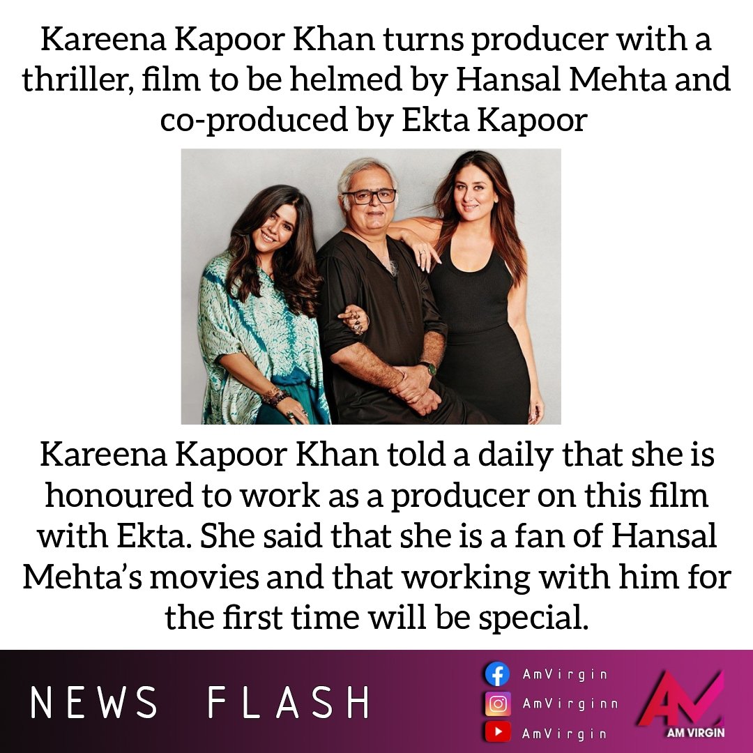 amvirgin1's tweet photo. News Flash.✔️

#newsport #newstarts #newsupdates #newsflash #newsfeed #newschoolers #technologynews #Bollywood #bollywoodgossip #page3
#FYP #KareenaKapoorKhan #kareena #EktaKapoor #HansalMehta #BalajiMotionPictures #filmmaking #filmmakers #producer #director #filmdirector #Collab https://t.co/cIt5Skl8CE