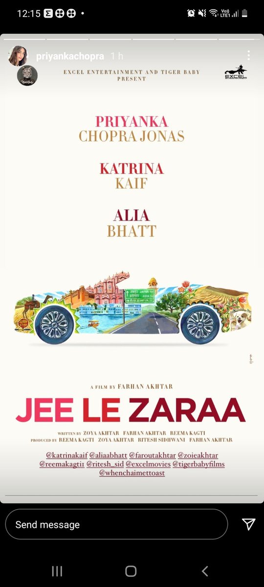 Mangala22's tweet photo. #entertainmentnews  #amazingstarcast #amazingdirector #amazingtitle #solookingforward #PriyankaChopraJonas #KatrinaKaif #AliaBhatt #farhanakhtar #ZoyaAkhtar #Reemakagti 😃 https://t.co/Yzzr47NLtu