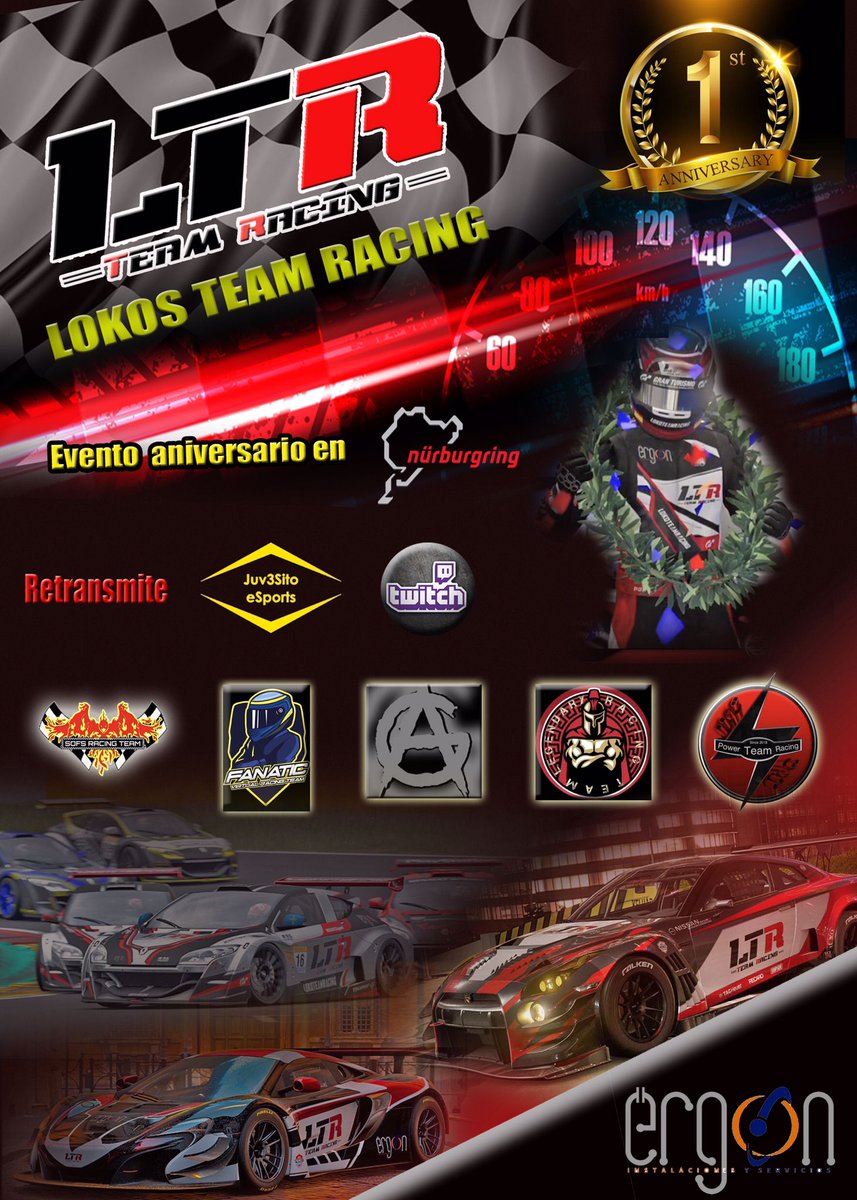 Gran evento aniversario 
Lokos team racing  
Pilotos para el 1° aniversario Lokos Team Racing
Miércoles 11de agosto 22:00h