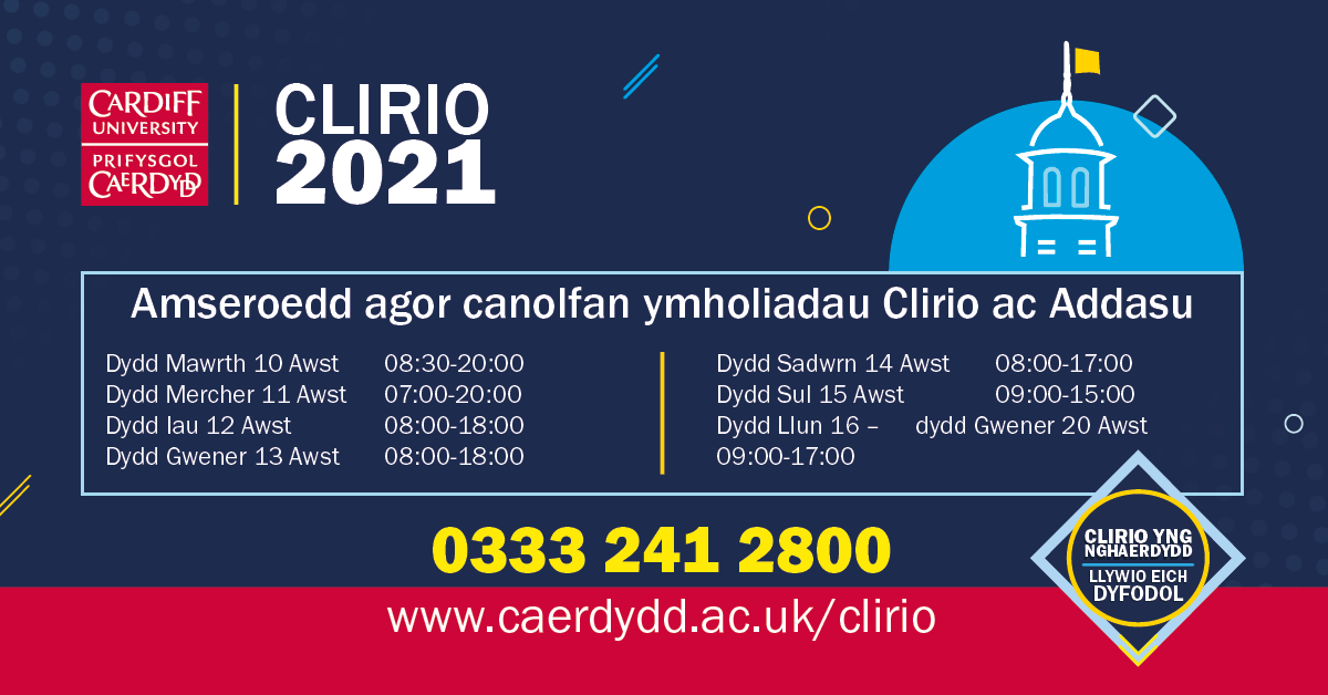ysgolygymraeg's tweet photo. Pob hwyl i bawb sy'n derbyn canlyniadau heddiw! 

Cofiwch, os yw eich cynlluniau'n newid am unrhyw rheswm, mae lleoedd #clirio ac #addasu ar gael i ymuno â ni yng Nghaerdydd. #CymraegCaerdydd #Clirio2021 https://t.co/srt6j4EVpW