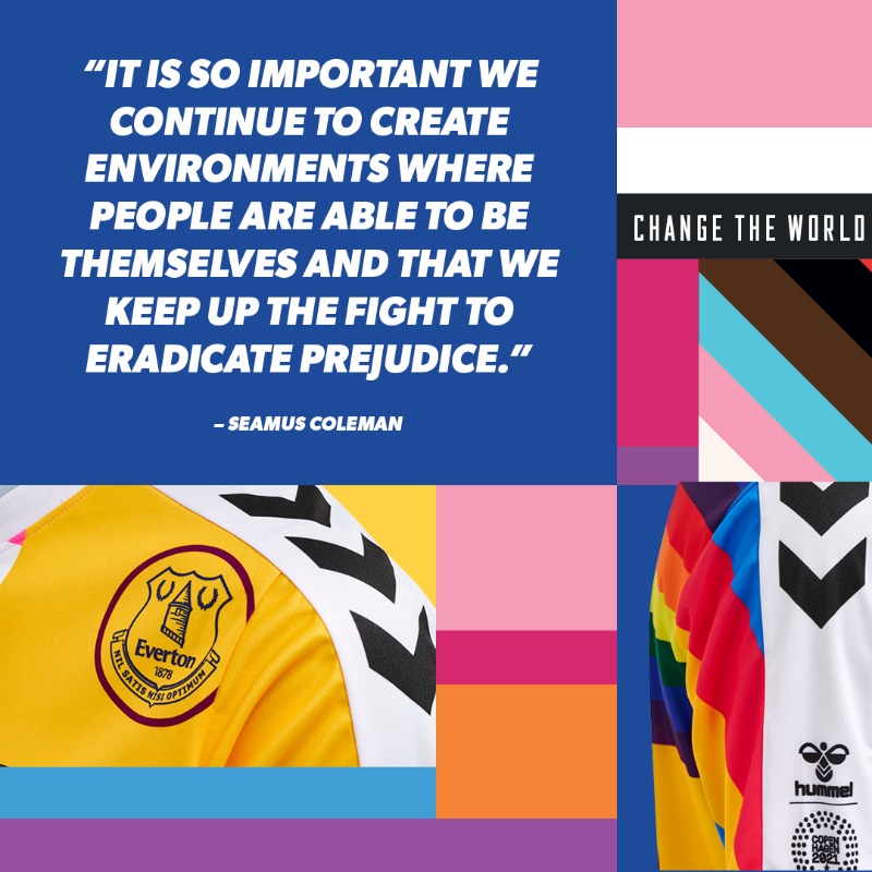 Everton's tweet photo. ๐ณ๏ธโ๐ | We have collaborated with our technical partner @hummel1923 to raise awareness for inclusivity in sport with a specially designed warm-up shirt at Goodison Park on Saturday.
#YouAreIncluded #CPH21 #ChangeTheWorldThroughSport #AllTogetherNow ๐