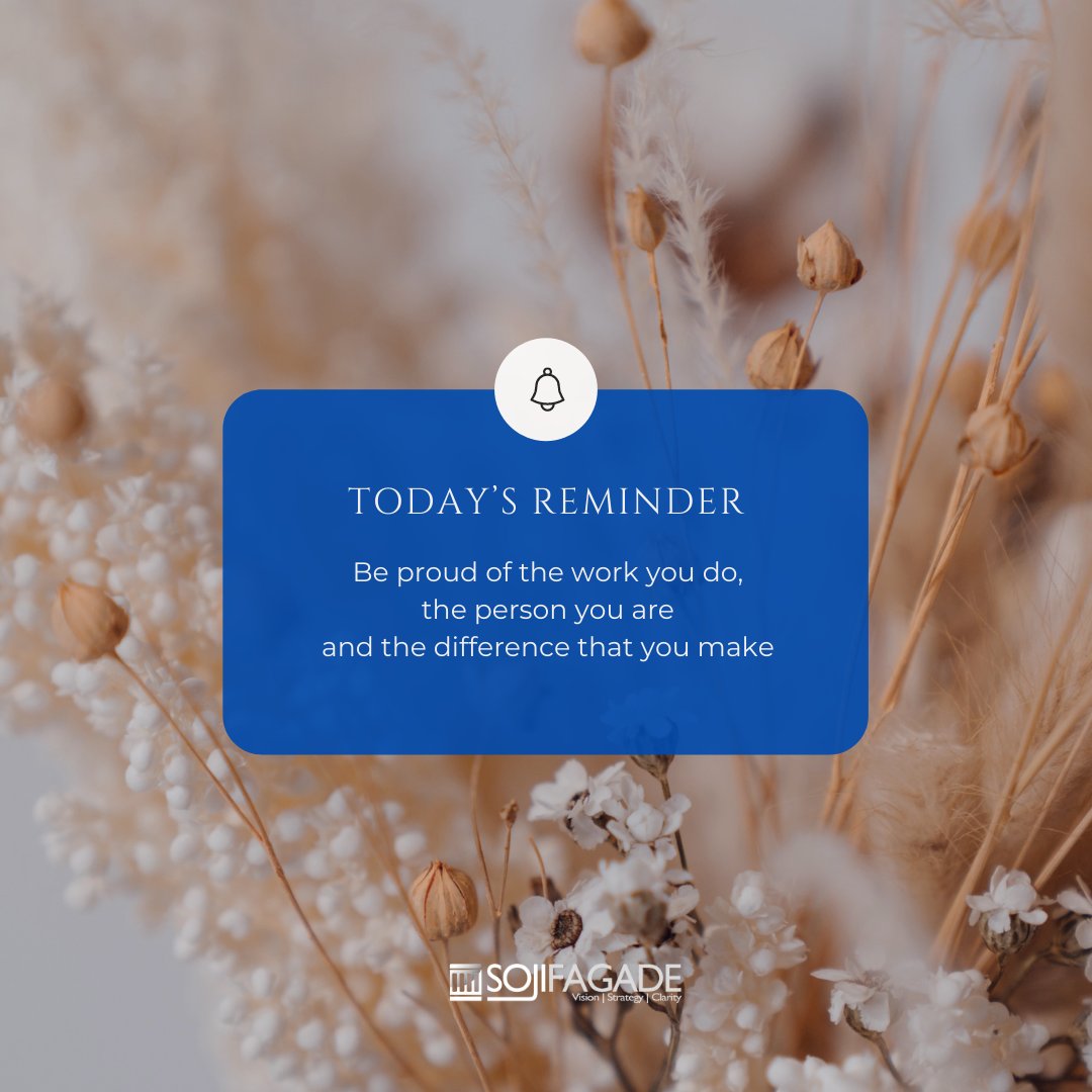 #TuesdayThoughts

Be proud of the work you do,
the person you are
and the difference that you make
#entrepreneurmindset #Goals #leadership