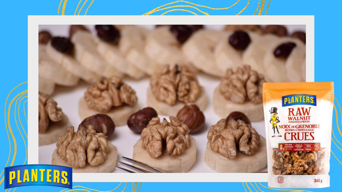 planterscanada's tweet photo. Banana slices topped with #PlantersWalnuts make a simple, healthy and delicious snack. Have you tried it? 

#TGIF #PlantersPeanuts #PlantersCanada https://t.co/bajfSKA7l2