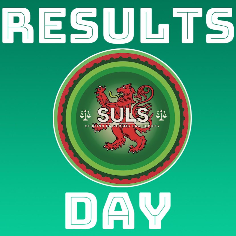 _stirlawsociety's tweet photo. Good luck to everyone receiving results today!!

Just remember no matter the results you receive you should be very proud of everything you achieve!! 

We can’t wait to see you at Stirling this coming semester!! 💚 https://t.co/P4uzWnYagO
