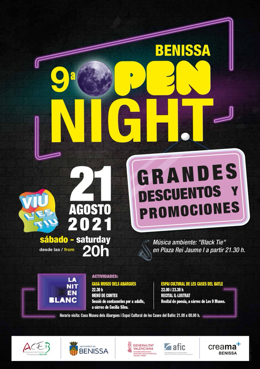 9️⃣a Benissa Open Night

📆21 d'agost.

👉Grans descomptes i promocions.

Tota la info...👇