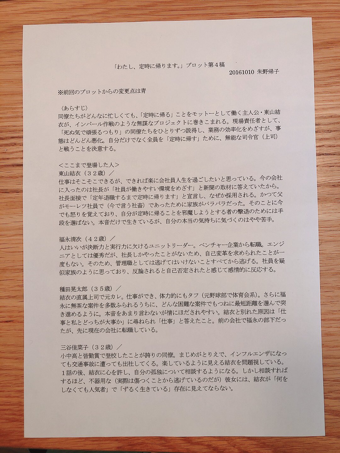 朱野帰子 私は履歴書作って付箋でエピソードのブレストして プロット は21枚くらい書く 連載だとあとから直そうと思っても無理なので プロットはあらゆる方向から点検して5稿くらい作るかな やりすぎ T Co Soxmuuij23 Twitter