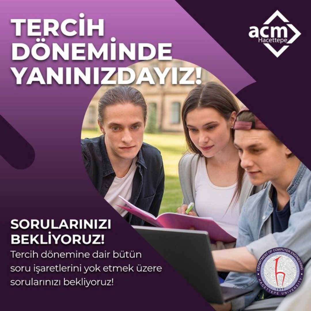 HÜ Bilgisayar Mühendisliği (@hubmb) on Twitter photo Tercih döneminde Hacettepe Üniversitesi Bilgisayar Mühendisliği Bölümüne dair sorularınızı bekliyoruz!
Bize
<a href="/acmhacettepe/">ACM Hacettepe</a>
Instagram ve Twitter hesaplarımızdan ulaşabilirsiniz!
#yks2021 #tercih2021 #üniversitetercih #hacettepeüniversitesi #üniversite #tercihdönemi #Hacettepeliyiz Tercih döneminde Hacettepe Üniversitesi Bilgisayar Mühendisliği Bölümüne dair sorularınızı bekliyoruz!
Bize
<a href="/acmhacettepe/">ACM Hacettepe</a>
Instagram ve Twitter hesaplarımızdan ulaşabilirsiniz!
#yks2021 #tercih2021 #üniversitetercih #hacettepeüniversitesi #üniversite #tercihdönemi #Hacettepeliyiz