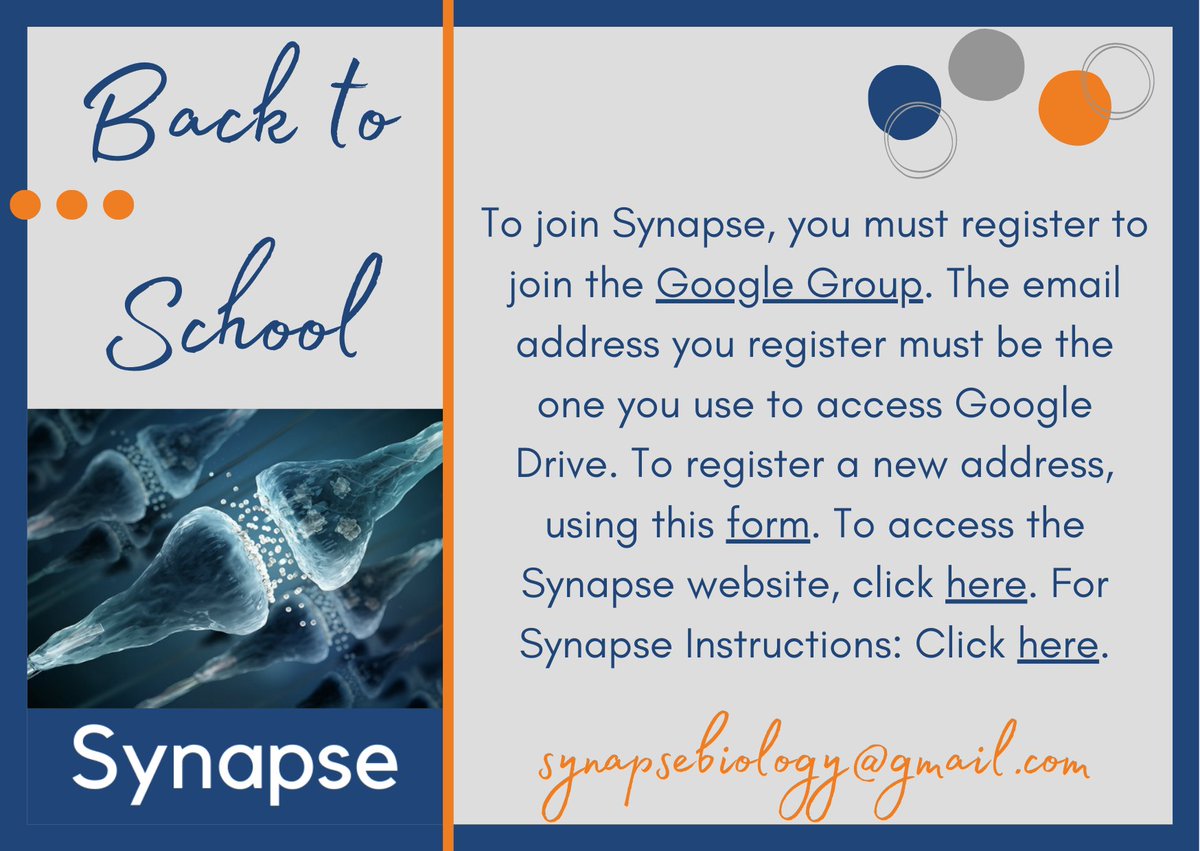 It's Back to School time. Synapse users have been sent an active version of this image below. Check your inbox to get started.🎒