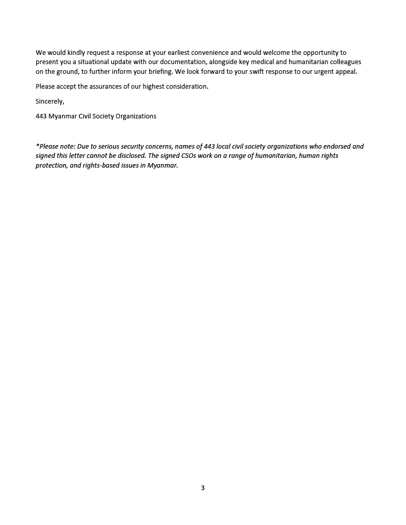 “The military junta is no partner in the distribution of aid or in providing medical assistance, as they have time and again weaponized aid for their own ends” Moon Nay Li of Kachin Women’s Association Thailand. See #Myanmar CSO letter to <a href="/antonioguterres/">António Guterres</a>: bit.ly/3CC4J2e