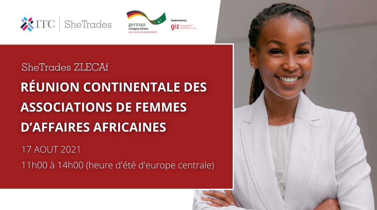 ITCnews's tweet photo. Appel aux associations professionnelles et entrepreneurs de femmes africaines !
Rejoignez-nous le 17 août pour discuter
✅Recommandations sensibles au genre pour la #ZLECAf
✅Résultats des consultations pour un réseau panafricain des femmes
➡️https://t.co/02U2epUllo
#SheTrades https://t.co/Imz0q8AWMX