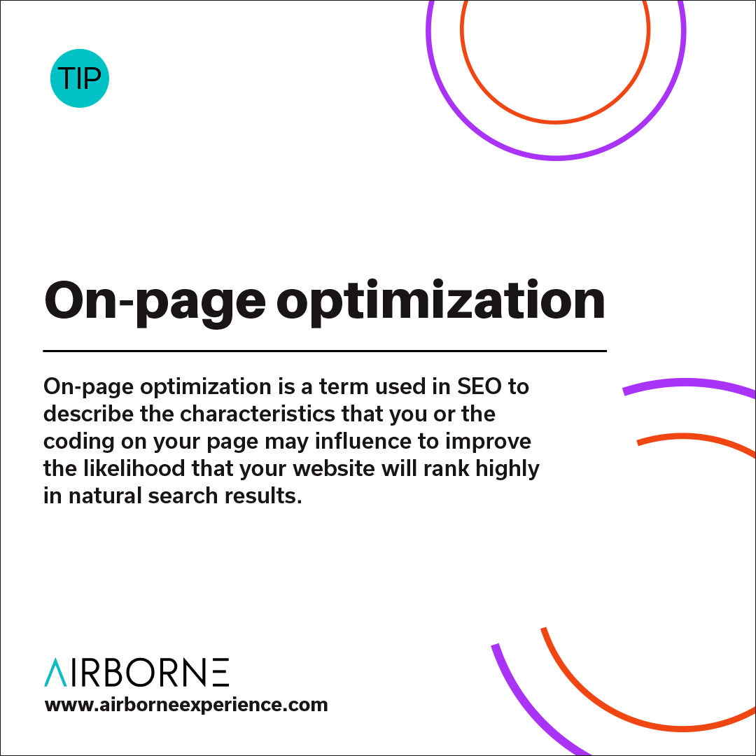 AirborneExp's tweet photo. A lot of factors contribute to on-page optimization, a few examples include actual HTML code, meta tags, title tags, keyword placement and density, outbound links, relevant content and word count. https://t.co/6GY2tPVw23