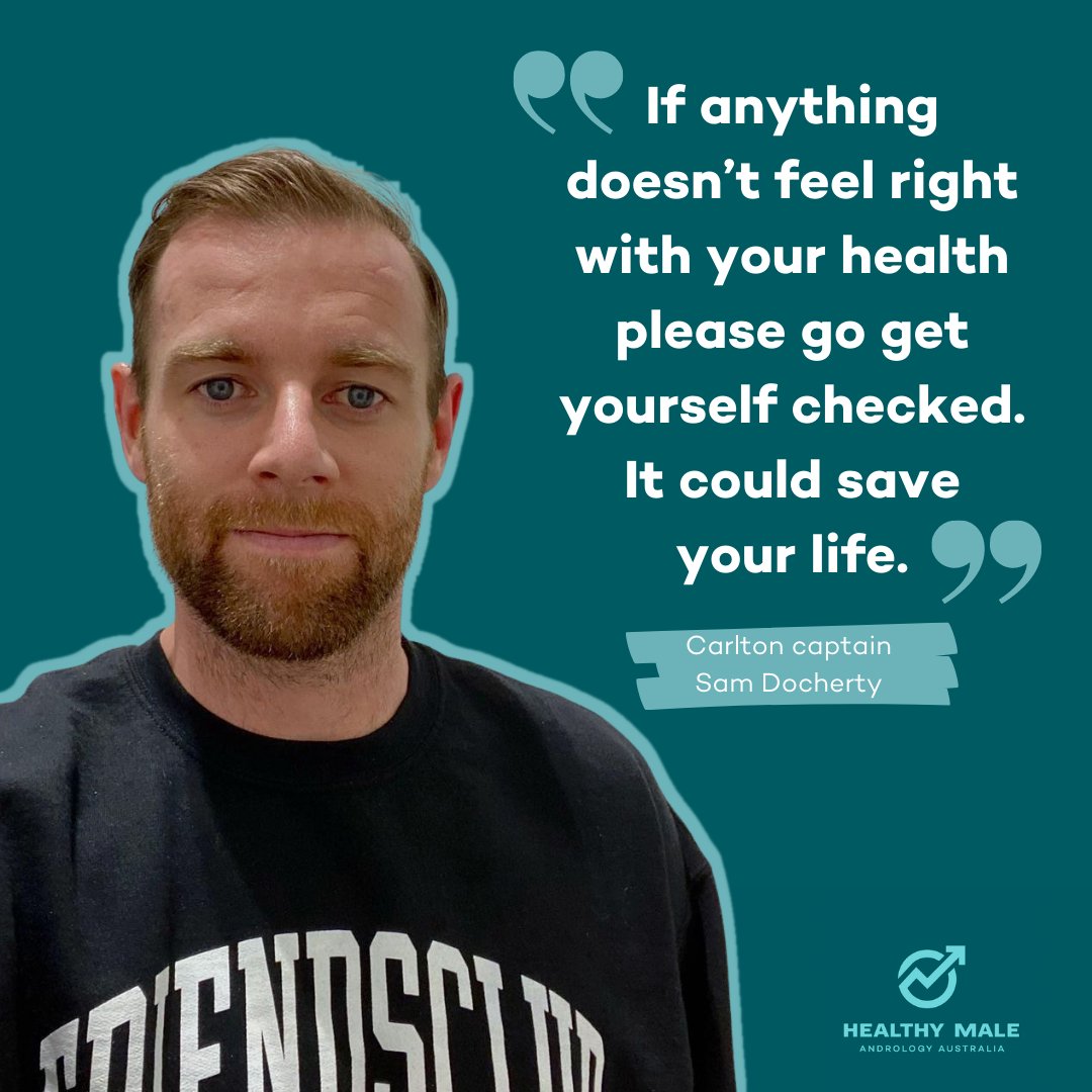 healthymale_au's tweet photo. Sam Docherty has shared this critical reminder after a routine check-up found his testicular cancer has recurred. We wish Sam all the best with his recovery. Find more information about #TesticularCancer and staying on top of self-examinations here > https://t.co/x2PFc07Hkg https://t.co/vuir7dNJpc