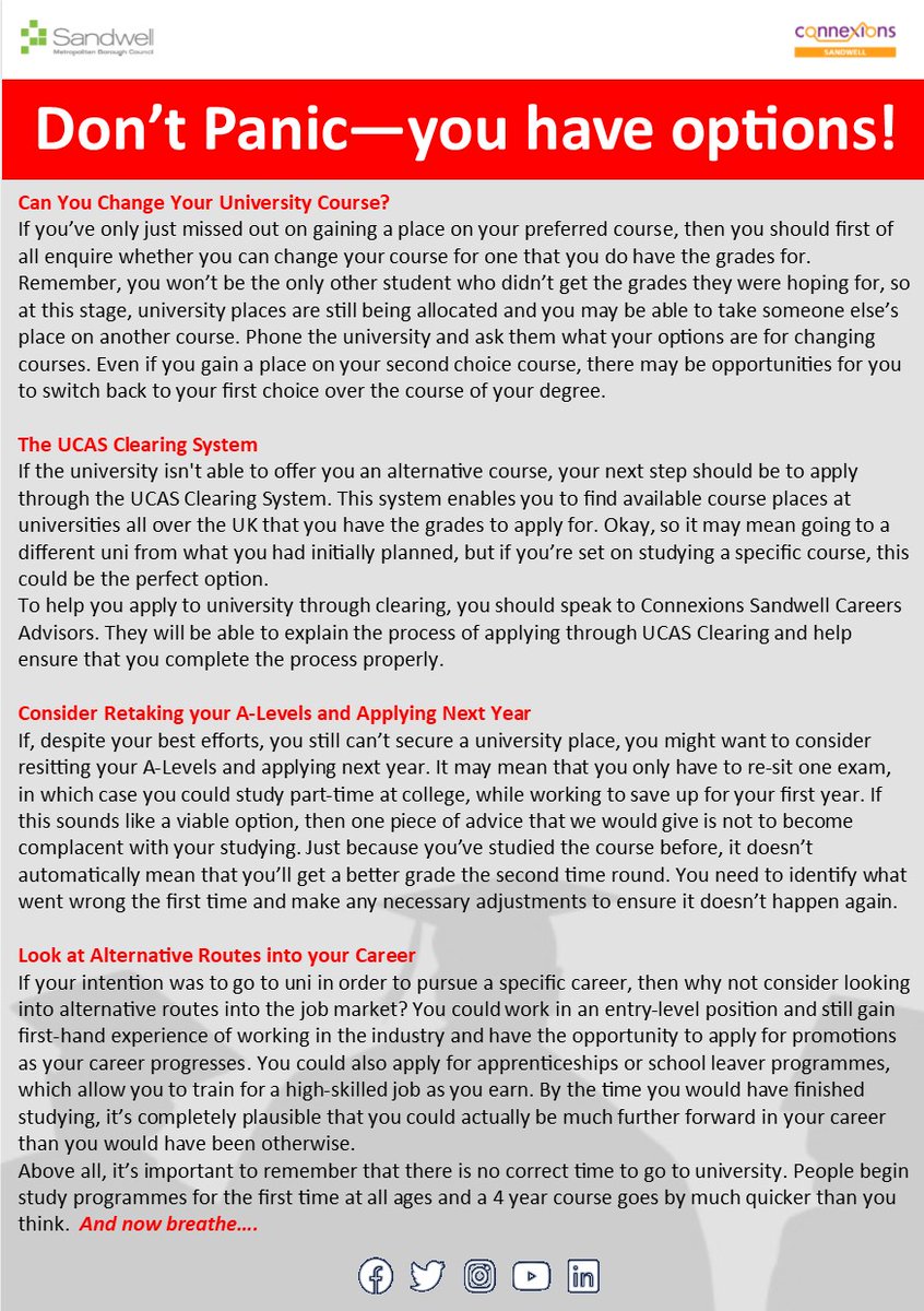 Connexion_Jobs's tweet photo. For a lot of students, it doesn’t bear thinking about, but sometimes things don’t work out as planned. If you’re one of the thousands of students who have just received their A-Level results only to be met with pages of disappointment, then this post is for you https://t.co/Uz9iOAsfhd