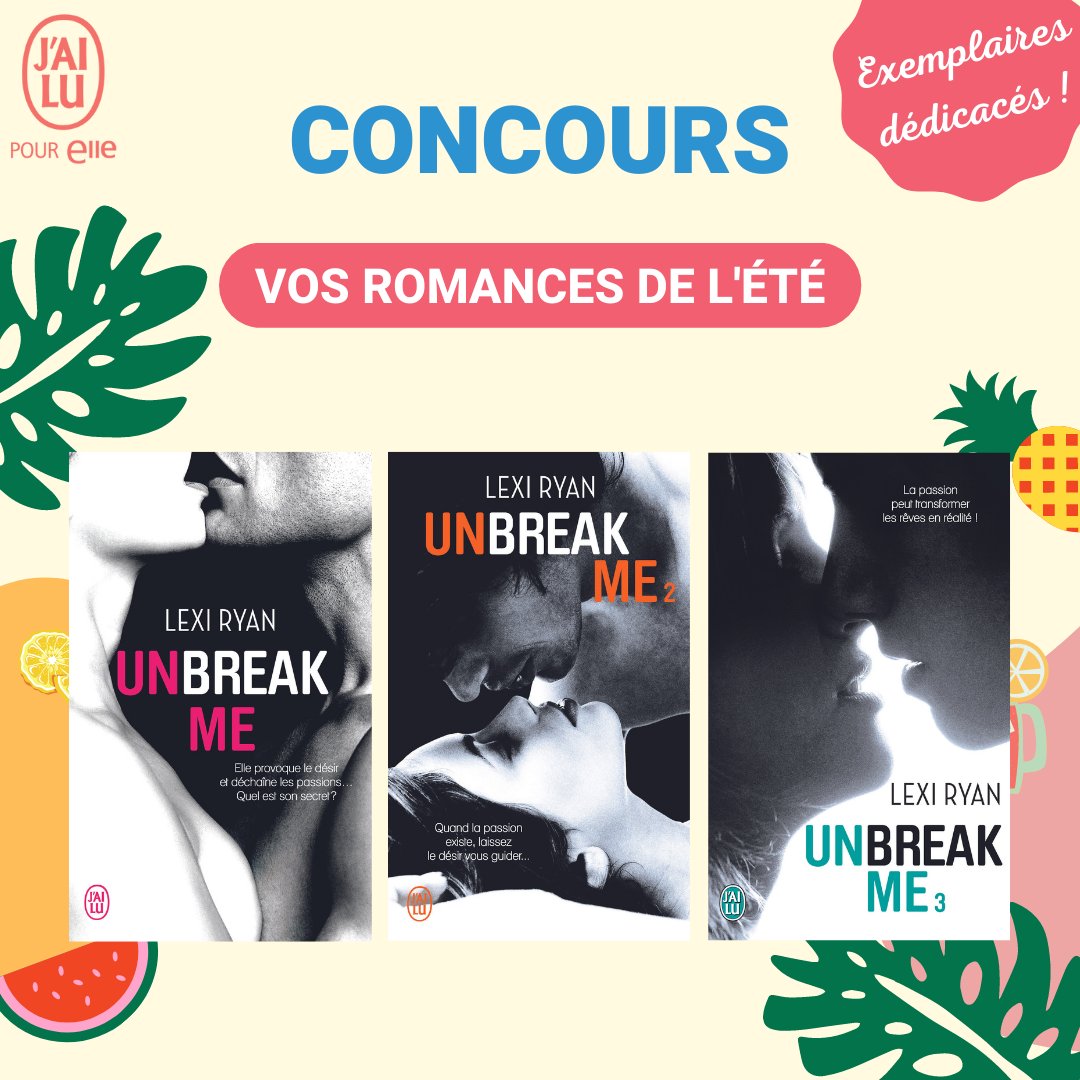 ☀ CONCOURS : VOTRE ÉTÉ AVEC J’AI LU POUR ELLE  ☀

Aujourd’hui, tentez de remporter la trilogie « Unbreak me », dédicacée par Lexi Ryan, ainsi qu’un porte-clés spécial romantique à souhait !

Pour participer, il vous suffit de cliquer ici :
👉 shakr.cc/3rhrm