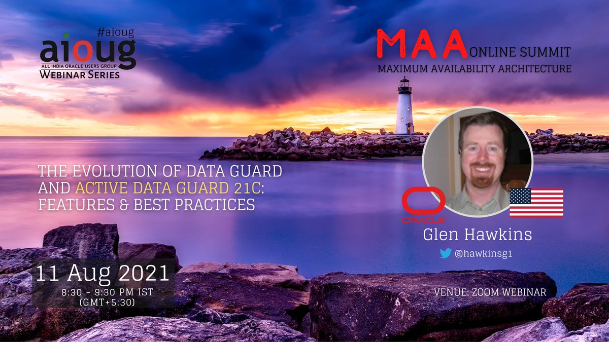 AIOUG's tweet photo. Take a Deep Dive into the new features and best practices of Data Guard and Active Data Guard 21c from Glen Hawkins @hawkinsg1 Senior Director of Product Management, Oracle. Register https://t.co/dfMZbuQSuc @Oracle @OracleDatabase #dataguard #oracle #maa @oracleugs @oracleace https://t.co/V5BWJSKULm
