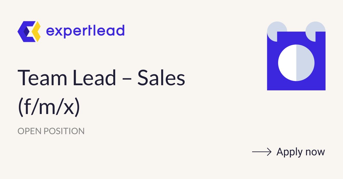 We're looking for a #teamlead in #sales.

Also hiring accross departments. Check out our current job offers. 

jobs.lever.co/expertlead

#recruiting #hiring #HIRINGNOW #HiringAlert