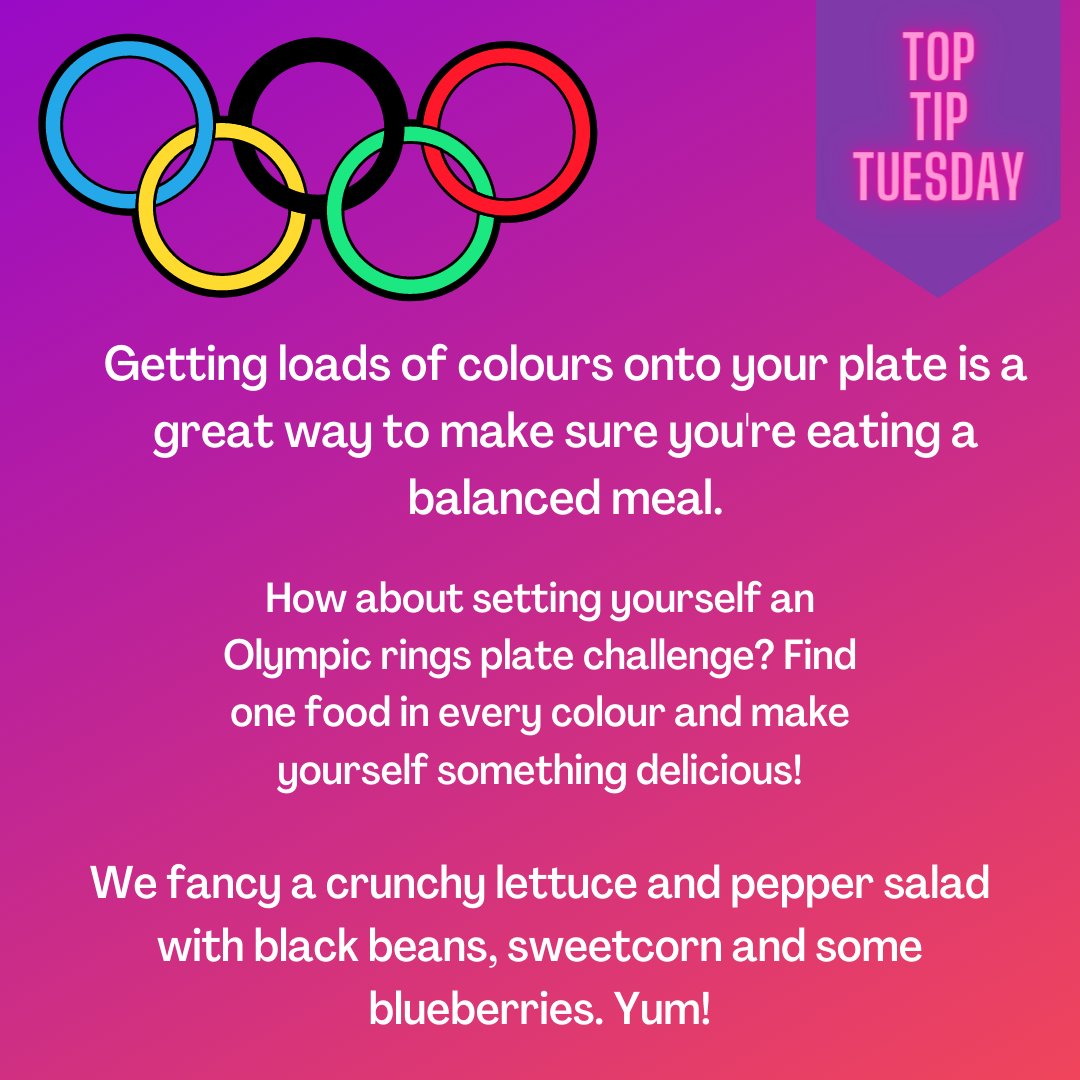 With the success of the Olympics just behind us & the Paralympics due to start on 24th August, we thought we'd set you an Olympic challenge... Let us know how you get on! 🫐🌽🍇🥦🍓 #EatARainbow #TopTipTuesday