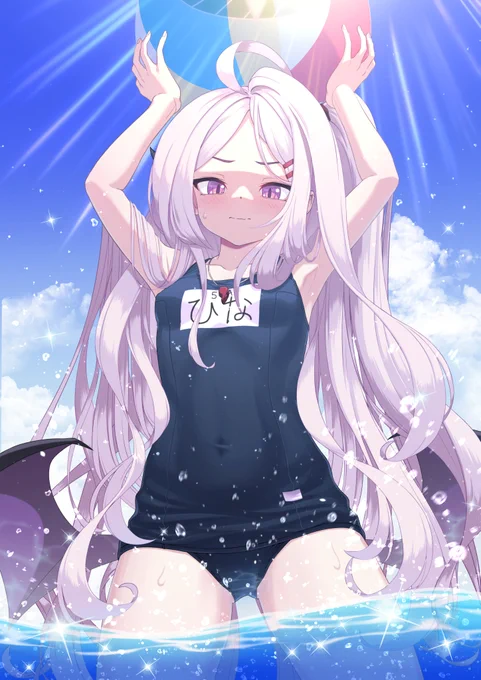 水着ヒナちゃん。これは天井まで引いたかいがある! #ブルアカ 