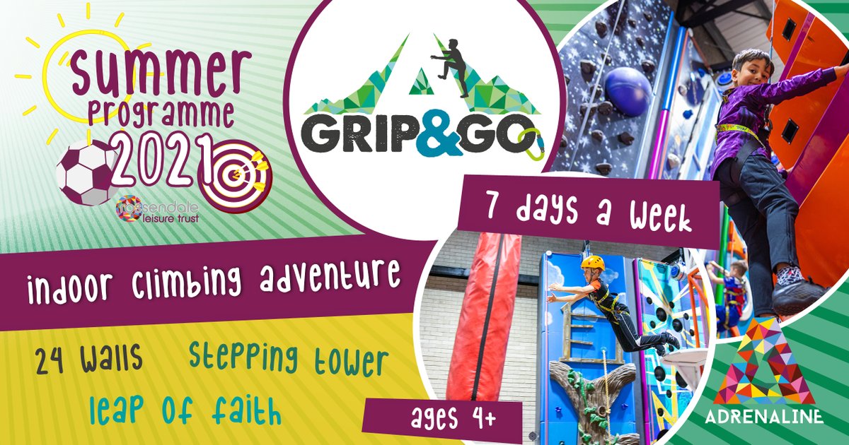 Feeling adventurous? Why not book onto our Grip &amp; Go sessions @ Adrenaline? We have sessions everyday of the week! 

☀️For our fun filled summer timetable: ow.ly/Ec5u50FLP3z