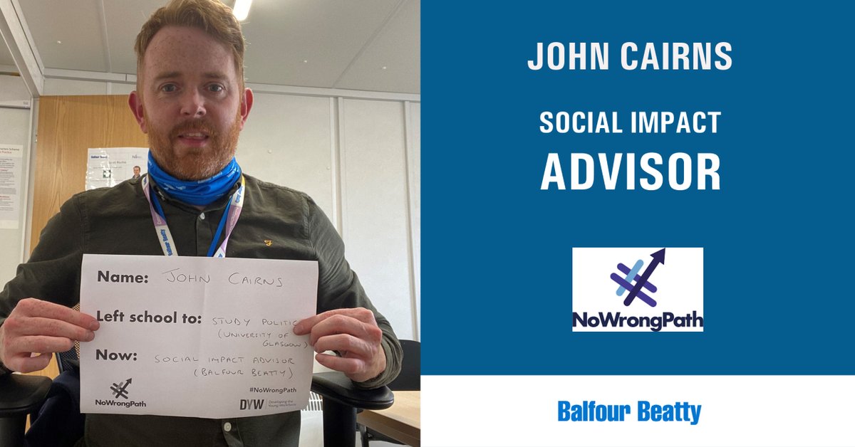 1johncairns's tweet image. From @OLHSMotherwell @UofGlasgow to @GlasgowCC  @scotgov @AberdeenCC and now @balfourbeatty as Social Impact Advisor - there is #NoWrongPath after you receive your exam results. 

You will learn something valuable every day no matter what career path you choose.

#futureexperts