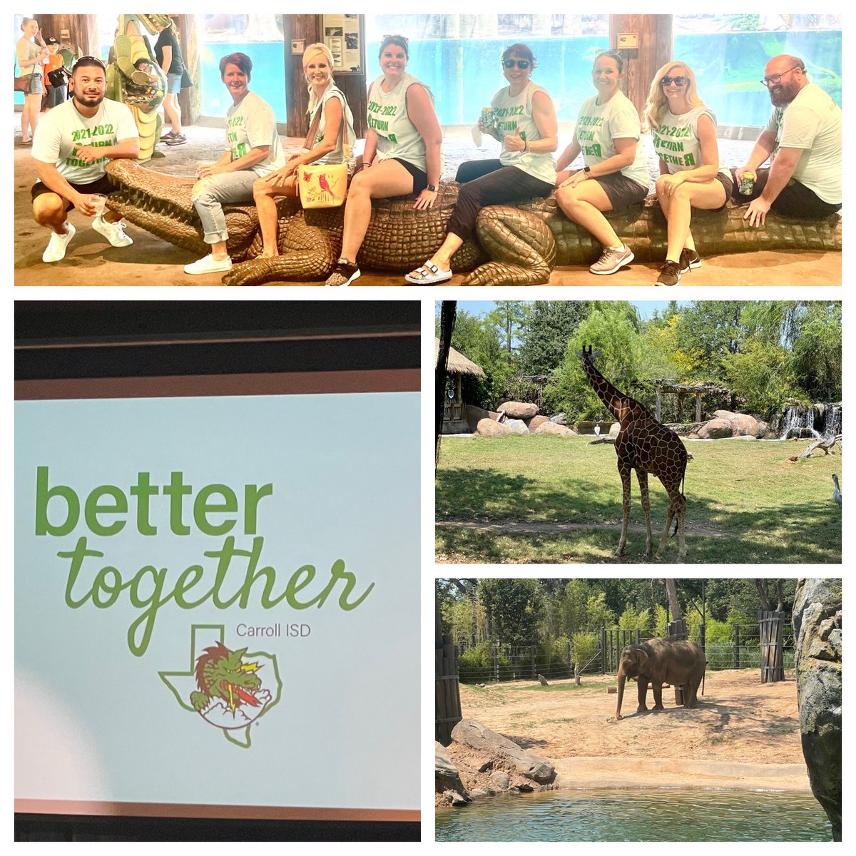 Inspiring message by @CISDLedbetter for <a href="/Carrollisd/">Carroll ISD</a> Convocation 2021! 💚🖤💚🖤💚<a href="/CarrollSRHigh/">Carroll Senior High</a> spent our day at  the zoo building relationships with each other because we are indeed #BetterTogether #DragonsCare Bring on 21-22!!