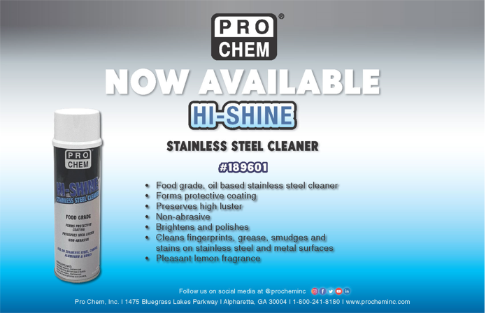 ProChemInc's tweet photo. Clean, brighten, &amp; polish surfaces in 1 step with HI-SHINE. This stainless steel product is an excellent food grade cleaner formulated for hospitals, schools, hotels, factories, &amp; more. Effective on metal surfaces too. Call 800-241-8180 to order today! 
https://t.co/3q2e6mrJF4 https://t.co/GlfV6i4FIe
