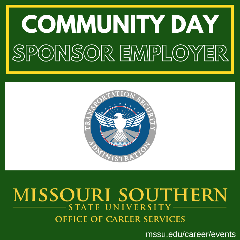 MSSUCareer's tweet photo. We’d like to thank Community Day Sponsor @TSA. Stop by their table on Wednesday the 18th from 10:30 – 1:00 on the Oval! https://t.co/byr8ucXhcT
