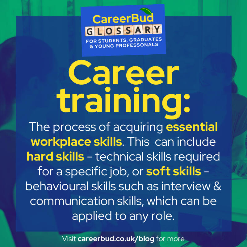 CareerBudUK's tweet image. WHAT IS *CAREER TRAINING*?

Check out our handy list of career terms for students &amp;amp; young professionals (first edition!):  bit.ly/careerbud-glos…
⁣⁣⁣ ⁣⁣⁣⁣⁣⁣⁣
#careerbuduk #careeradvice #careertraining #students #graduates #youngprofessionals