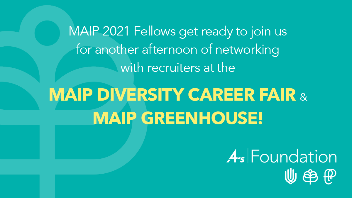MAIP's tweet photo. Hey MAIP 2021 Fellows!
Get ready to kick off an afternoon of networking with recruiters at #FaceofTalent!
Take advantage of this amazing opportunity by taking a moment to center yourself and bring the best version of YOU to the conversation!
#MAIP2021 #MAIPITHAPPEN #FoT https://t.co/YAO4QhLaP5